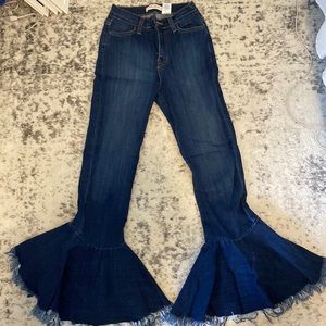 Denim crop flare jeans